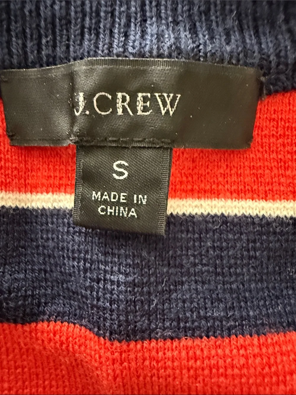 J. Crew Crewneck Sweater Dress in Navy, Orange & White Stripes S